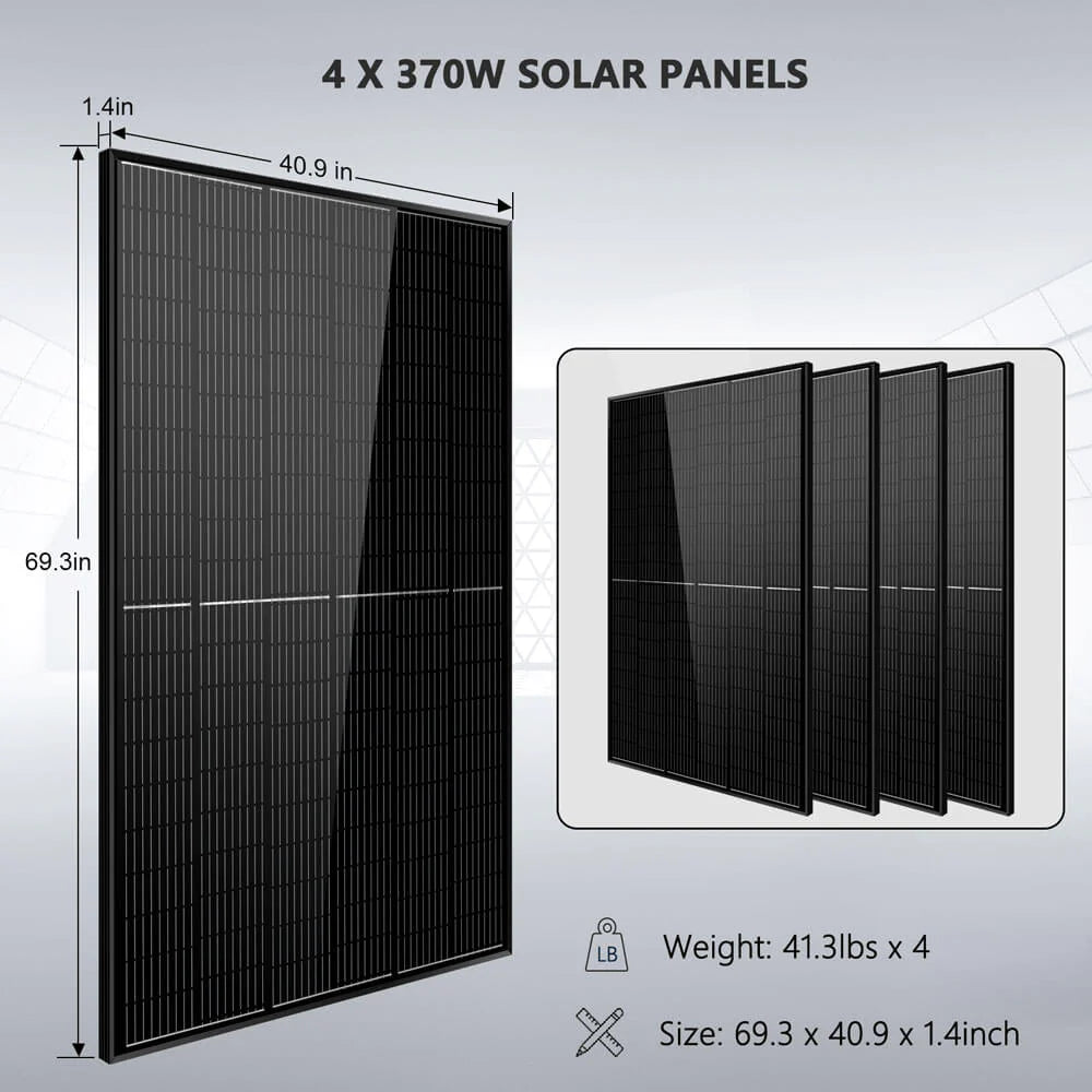 SunGoldPower Off-Grid Solar Kit 6500W 48VDC 120VAC 5.12KWHPowerWall Lithium Battery 4 X 370 Watts Solar Panels [SGM-655M]