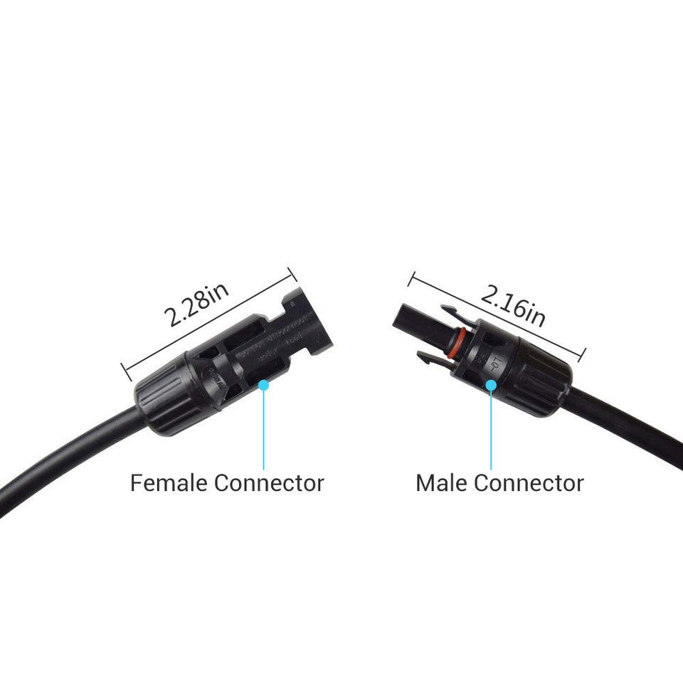 Renogy Solar Panel Extension Cable with Male to Female Solar Connectors (Single)
