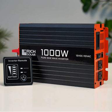 Rich Solar 1000W Pure Sine Wave Inverter Front with remote