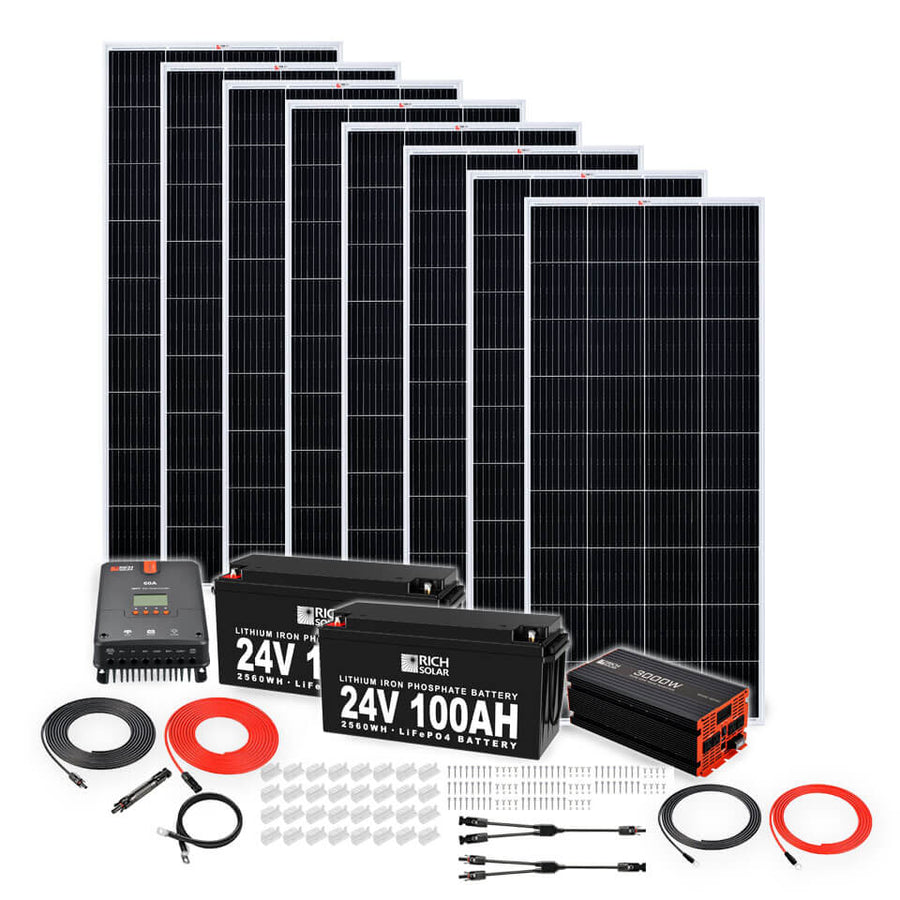 Rich Solar 1600W Complete Solar Kit 24V All Components