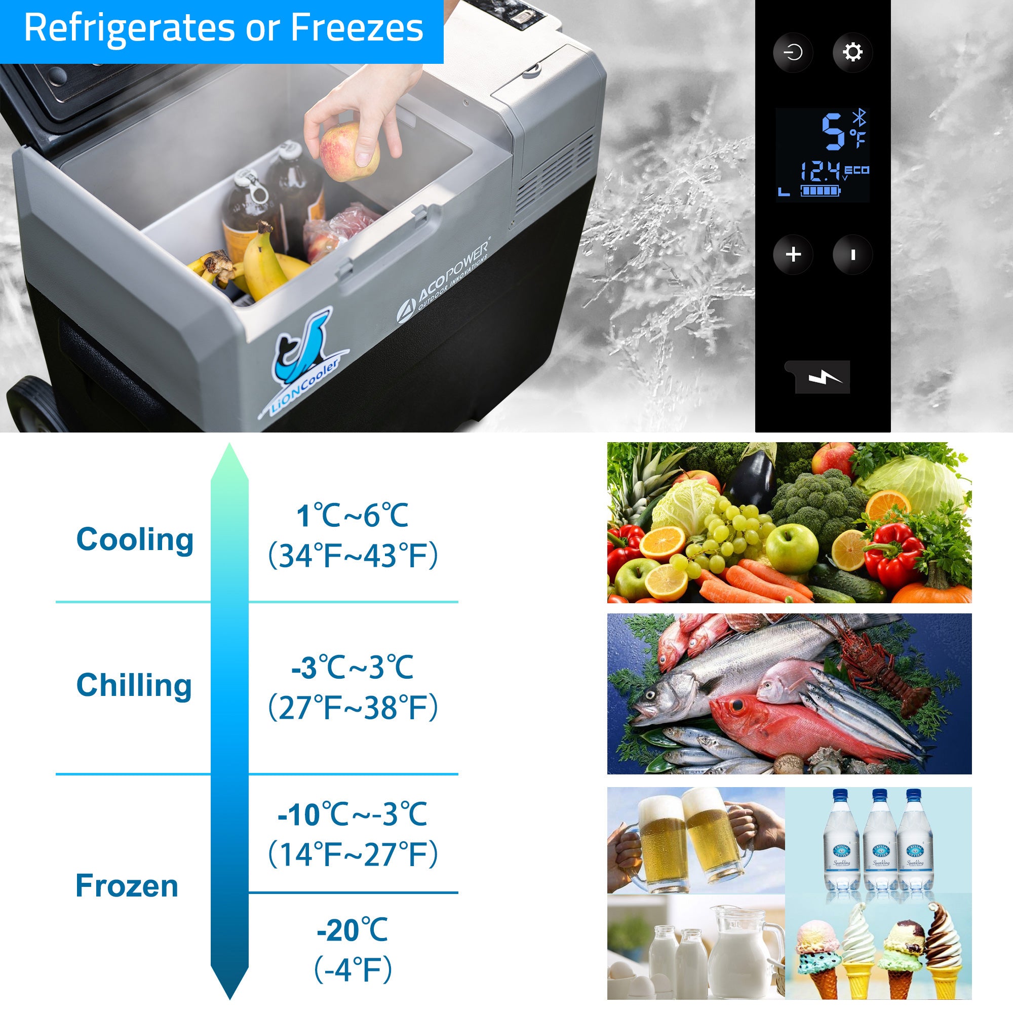 LionCooler Pro Portable Solar Fridge Freezer, 42 Quarts With Battery