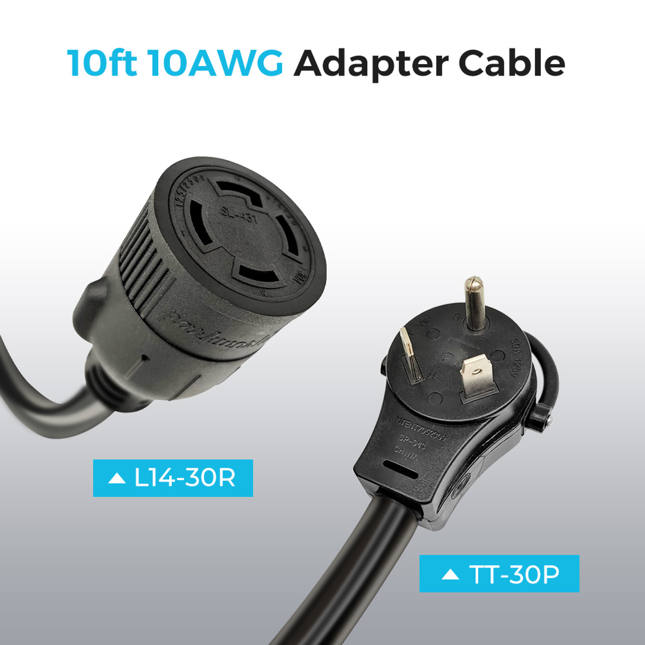 Renogy Parkworld 10ft 10AWG TT-30P to L14-30R Adapter Cable