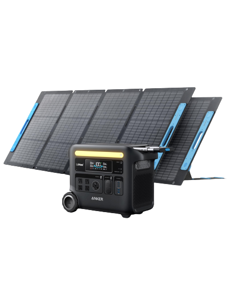 Anker SOLIX F2600 Solar Generator front with two solar panels