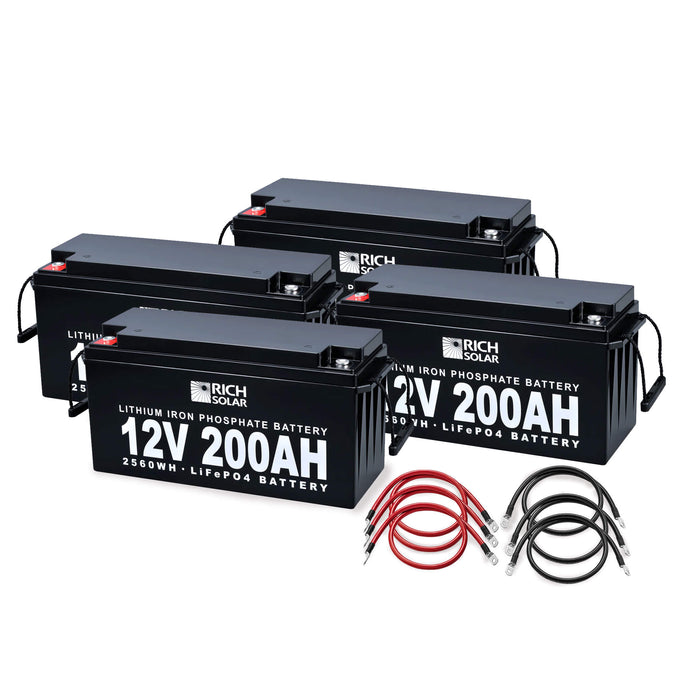 Rich Solar 12V 200Ah LiFePO4 Lithium Iron Phosphate Battery Four battery bank