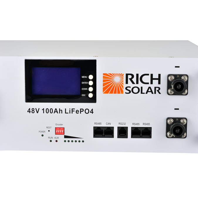 Rich Solar Complete Off-Grid Solar Kit battery zoomed in right