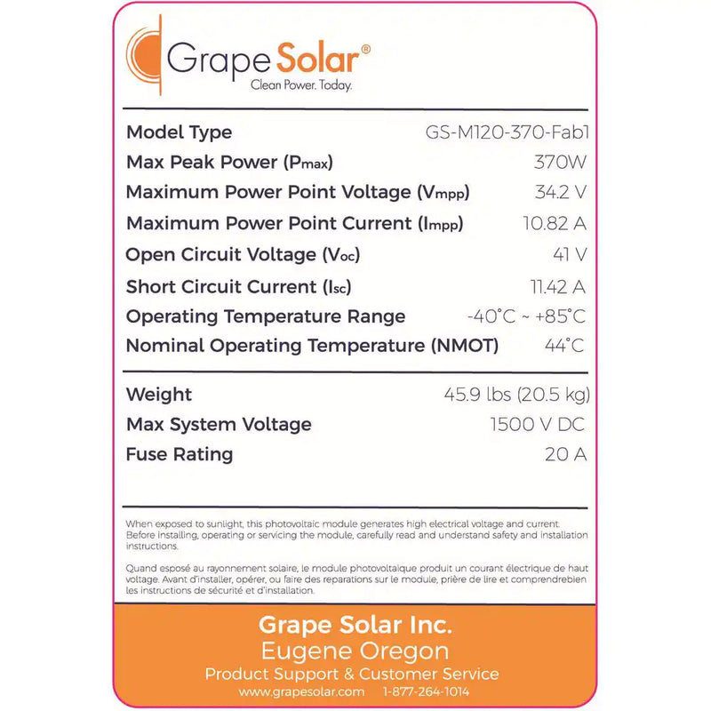 Grape Solar 370-Watt Monocrystalline Solar Panel (31-Pack)