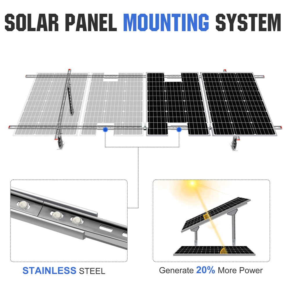 ECO-WORTHY Adjustable Multi-Piece Solar Panel Mounting Brackets for 1-4 Pieces of Solar Panels