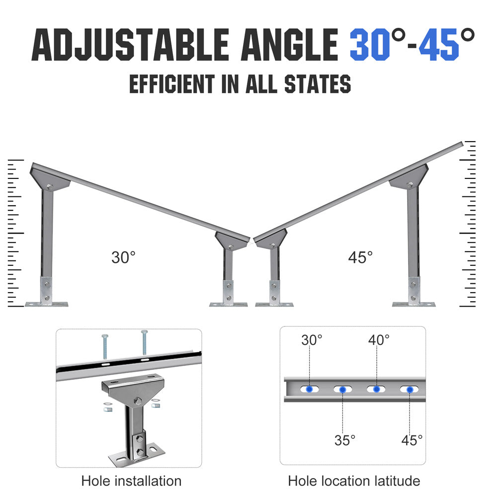 ECO-WORTHY Adjustable Multi-Piece Solar Panel Mounting Brackets for 1-4 Pieces of Solar Panels