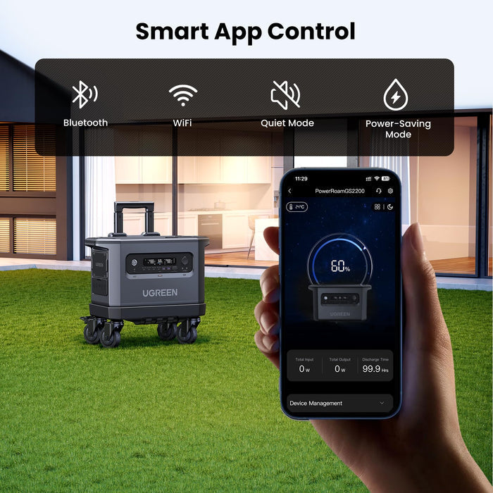 Ugreen Portable Power Station LifePO4 Battery Solar Generator 2400W 2048Wh Smart app control
