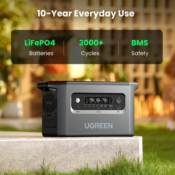 Ugreen Portable Power Station LifePO4 Battery Solar Generator 2400W 2048Wh 10 year every day use