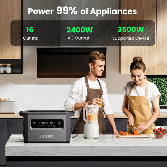 Ugreen Portable Power Station LifePO4 Battery Solar Generator 2400W 2048Wh Power 99% of appliances